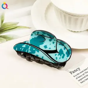 Turquoise Cowboy Hat Western Claw Clip