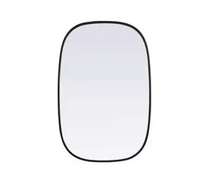 Elegant Decor MR2B2436BLK 24x36 in. Black Iron-MDF Metal Frame Oval Aesthetic Curved Fancy Wall-Mounted Mirror