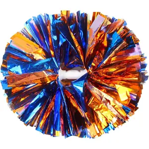 2 Pack Cheerleading Pom Poms with Baton Handle Rainbow Colorful Cheer Pom Poms for Sports Team Spirit Cheering Kids Adults