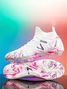 Men's High Top Football Shoes, Random Pattern Lace Up Soccer Shoes, Football Cleats, Soccer Boots, Comfortable Breathable Football Shoes for Outdoor Training & Competition