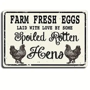 Farm Fresh Eggs Sign - Chicken Kitchen Decor Metal Sign, Wall Mount, Waterproof & Dustproof - 8"x12" Wall Art for Home, Restaurant, Bar, Cafe & Garage Decor