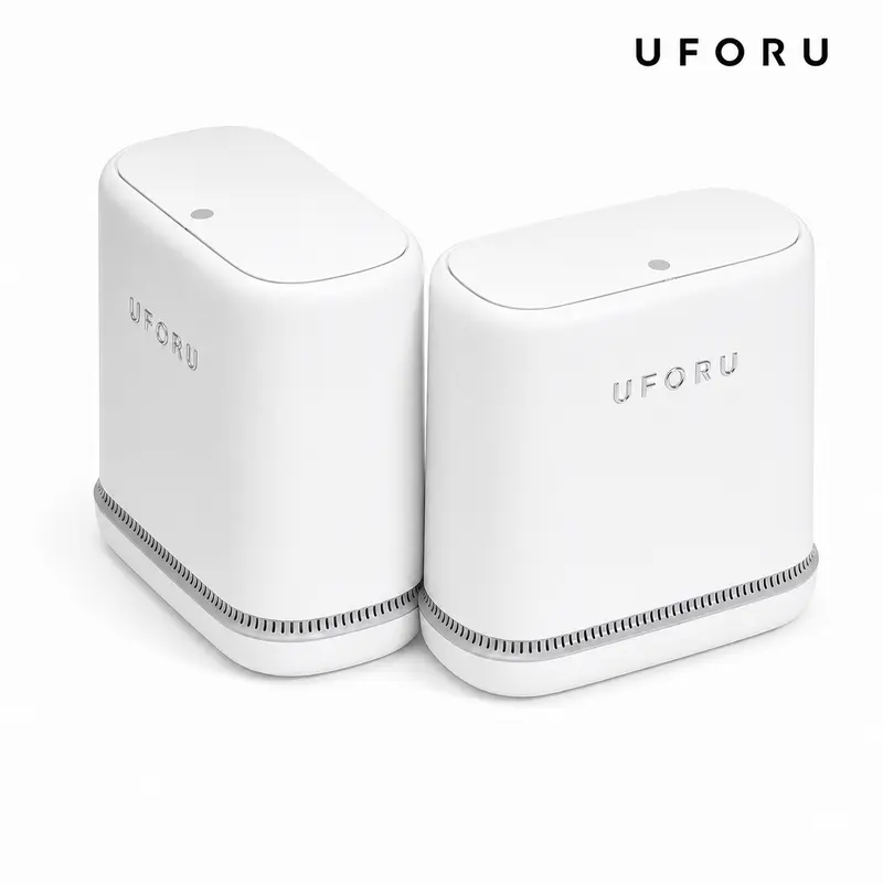 UFORU ABS Automatic Air Pressure Adsorption Trash Can - Slim Modern With Lid Waste & Recycling Bin, 1-Touch Press Button Lid, Thick Double Bin, Odor-Proof, Wipe-Clean, Waterproof, 1-Second Bag Setup, Wide Opening Design for Living Rooms, Bathrooms