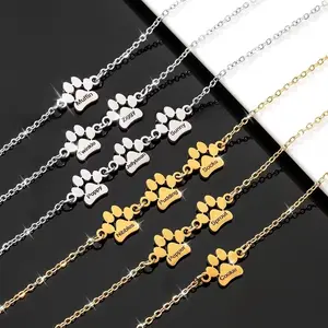 Custom Pet Name Iron Bracelet with Paw Print - Unisex Stainless Steel Animal Jewelry for Dog & Cat Lovers, TikTok Viral Memorial Gift
