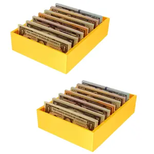 Money Organizer for Cash – 2PCS  8 Compartment Money Holder, Cash Organizer, Cash Holder, Cash Divider Box, Cash Tray (Gold)