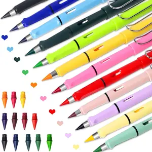 Color Inkless Pencils with 12 Replacement Nibs, Unlimited Pencils Coloring Metal Pencils with Eraser for Students, Adults, Artists Writing and Drawing