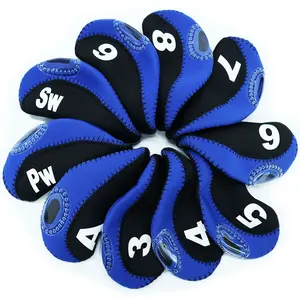 Golf Iron Head Covers 10Pcs Neoprene Golf Club Protector Flexible with Window and Number Tag Multi Color