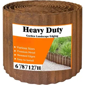 Metal Garden Edging for Landscaping, Sturdy Corrugated Edging Border for DIY Flower Bed, Lawn and Landscape Edging (Rusty, 6"x40Ft)