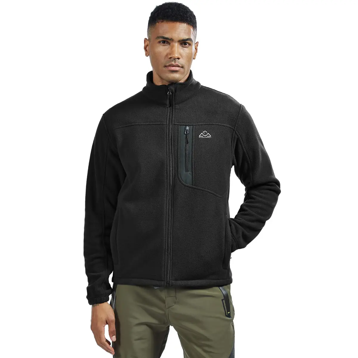 Men's Full-Zip Fleece Jacket Soft Polar Winter Outdoor Coat with Pockets