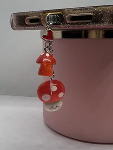 Glow-in-Dark Red Kawaii Mushroom Dust Plug, iPhone-Android-iPad