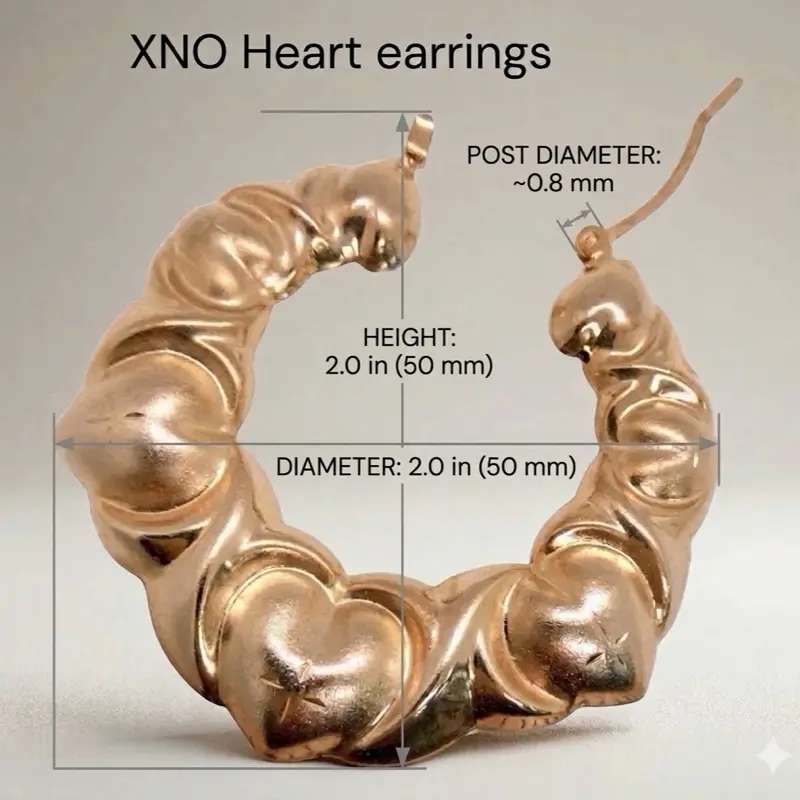 Women's 14K Gold Filled Classic XNO Hoop Shape Statement Earrings - Ornate, 2-Inch Diameter, Unique Design, Elegant Accessory for Formal & Casual Occasions, Hoop Shape Earrings