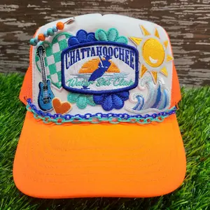 Chattahoochee Water Ski Club foam trucker hat with embroidered patches.