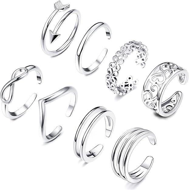 8PCS Adjustable Toe Rings for Women Open Toe Ring Knot Toe Ring Summer Beach Foot Jewelry