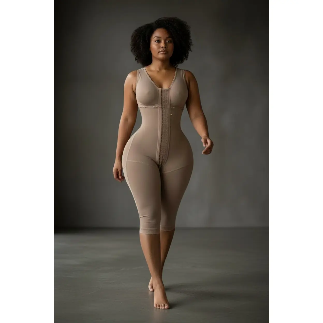 Curve It Up Women's FB719 Sleeveless Compression Corset Shapewear Bodysuit, Faja-Lined, 3 Adjustable Hook Levels