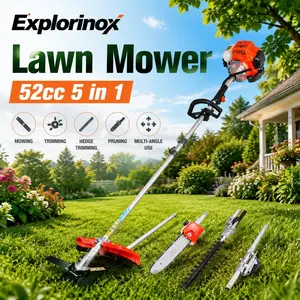 Explorinox Lawn to Branch, One Tool Rules! 5 in 1 Lawn Mower, 52CC Gas Weed Trimmer, Cordless Hedge Trimmer, 2-Stroke Brush Cutter, Handheld Chainsaw Hedge Pruner. Stop Switching, Start Finishing.