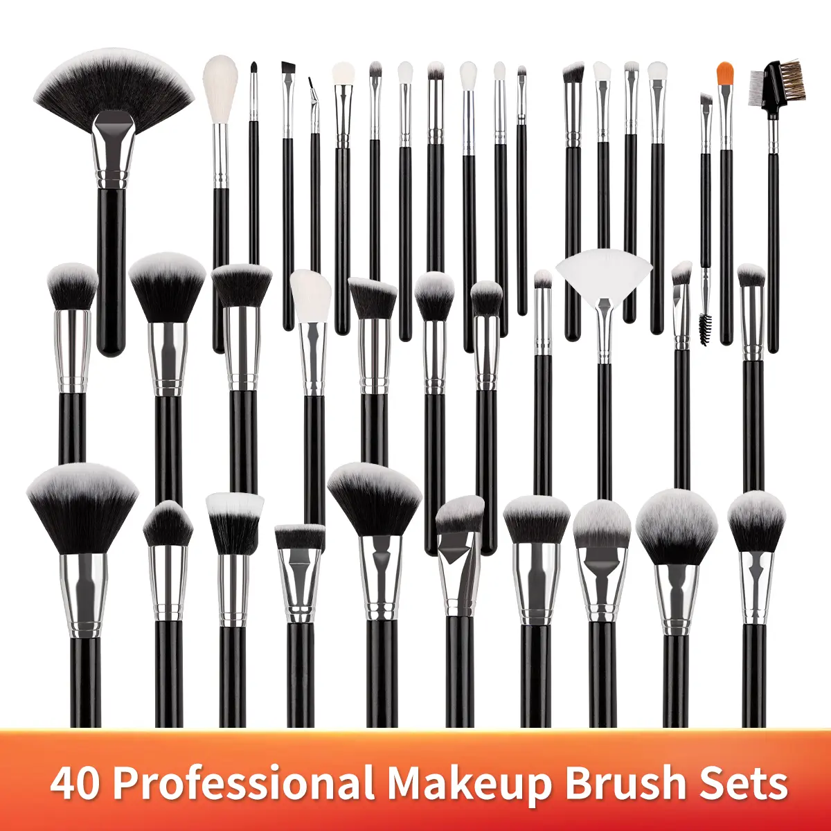 Professional makeup artist makeup brush set of 40 pieces, soft bristles, powder brush, eyeshadow brush, complete makeup tool set.