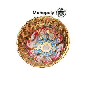 Monopoly Handmade Luxury 24K Gold Plated Jianzhan Tea Cup with Crane & Plum Blossom JSYG0001
