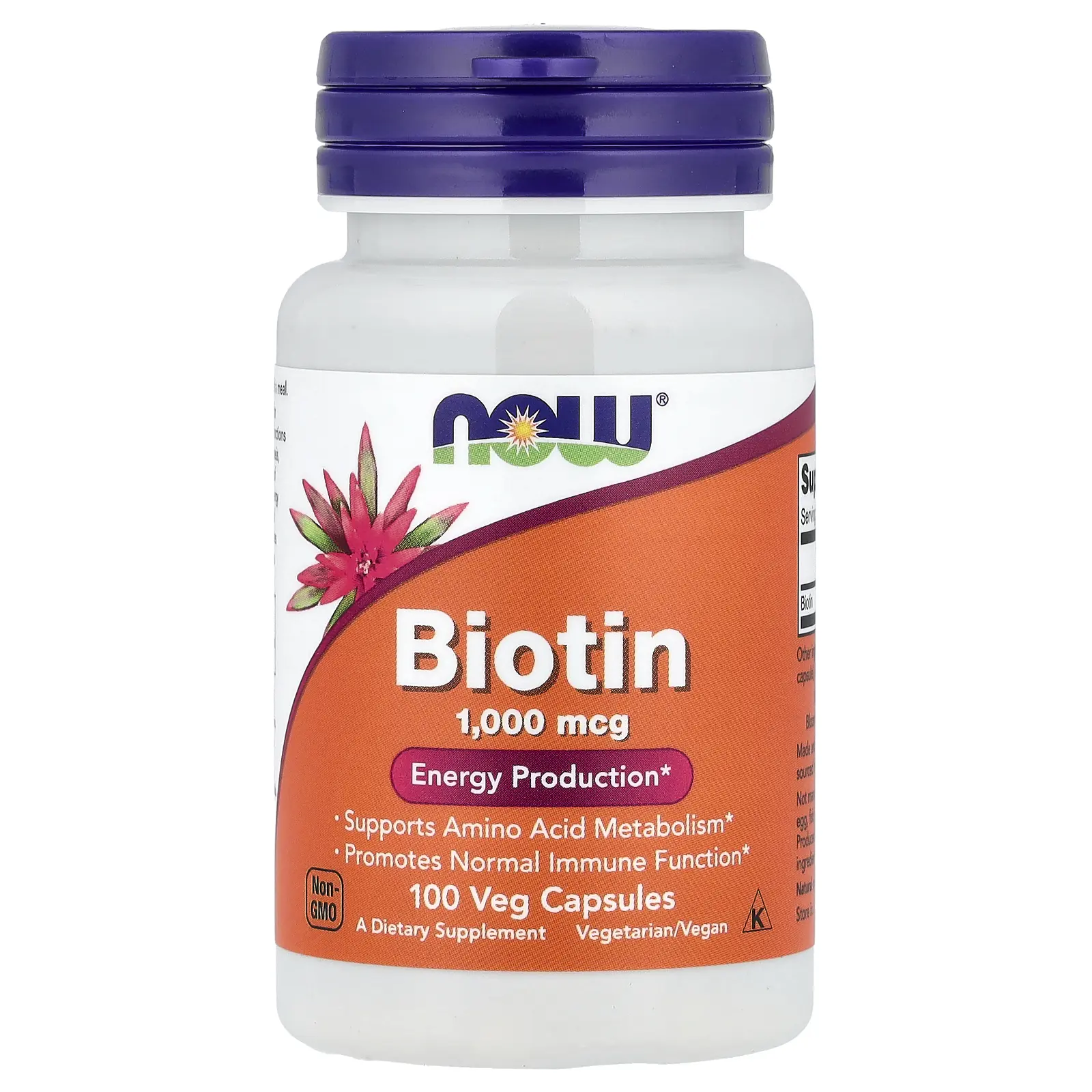 NOW Foods Biotin, 1,000 mcg, 100 Veg Capsules