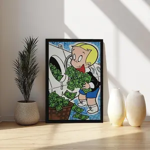 Monopoly Richie Rich Money Abstract Wall Art Decor - Luxury Cash Canvas Posters & Prints for Living Room, Bedroom, Office, Funky Home Decor with Kids' Locked Electronic Piggy Bank Verse wall decor poster wall art wall decor for men posters