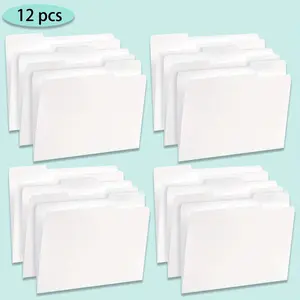 12 White/black File Folders, 1/3 Cut Tab with Assorted Positions, Letter Size, Great for Organizing and Easy File Storage, 12 Pack