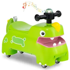 Costway Ride On Push Car,  Indoor Outdoor Foot-to-Floor Sliding Car w/ 4 Universal Wheels, Under-seat Storage, LED Light, Music, No Battery Baby Ride On Toys for Boys and Girls