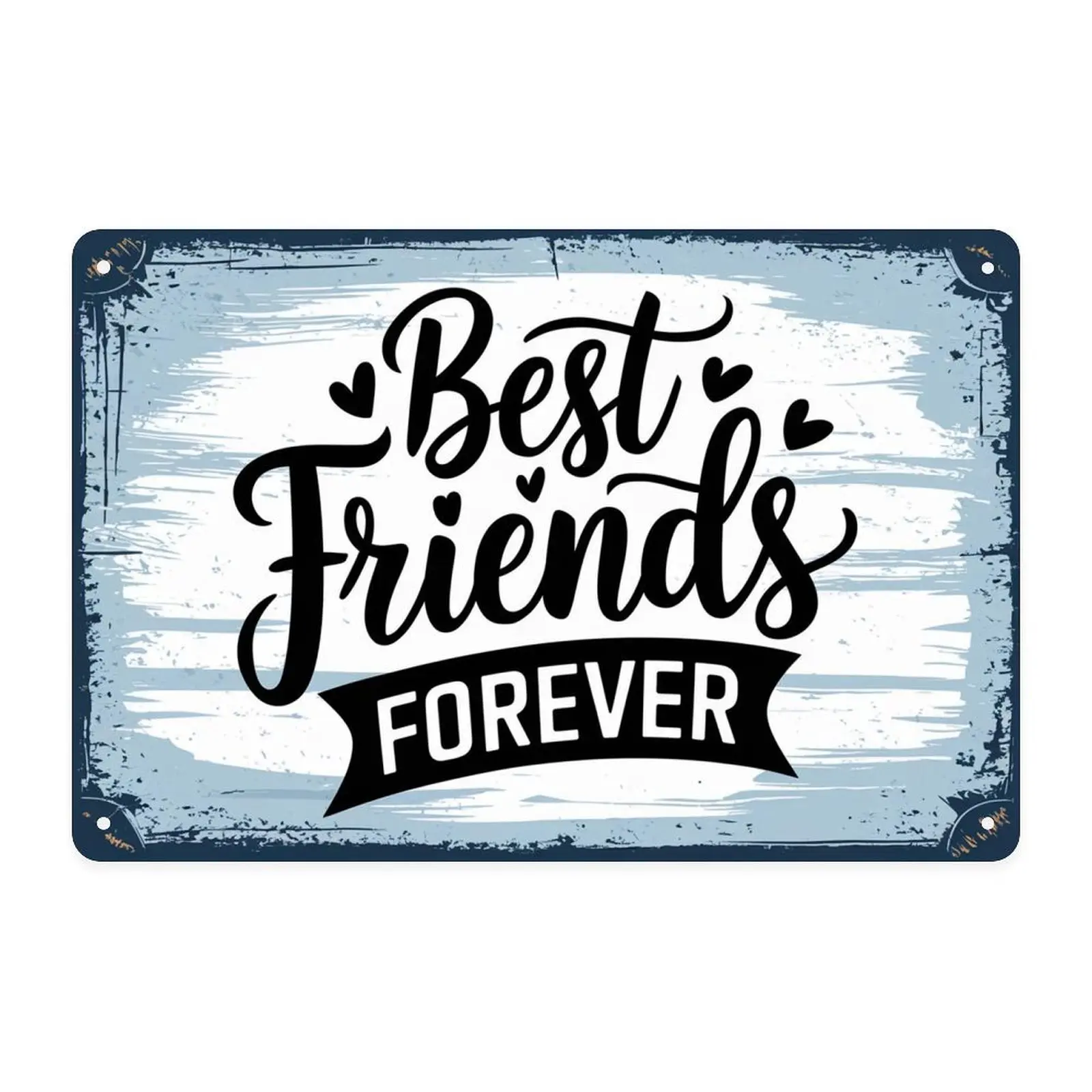 Best Friends Forever Tin Sign， Vintage Best Friend Metal Sign Print Aesthetic Room Decoration for Home Bedroom Kitchen Bar Dorm Bathroom Wall Decor 8 X 12 Inch