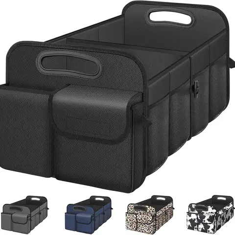 High-Capacity Oxford Fabric Car Trunk Organizer - Waterproof, Durable, Collapsible, Space-Saving Auto Interior Cars Accessories, Moisture-Shield, Stores Flat, Default Black for SUV/Jeep Daily Travel