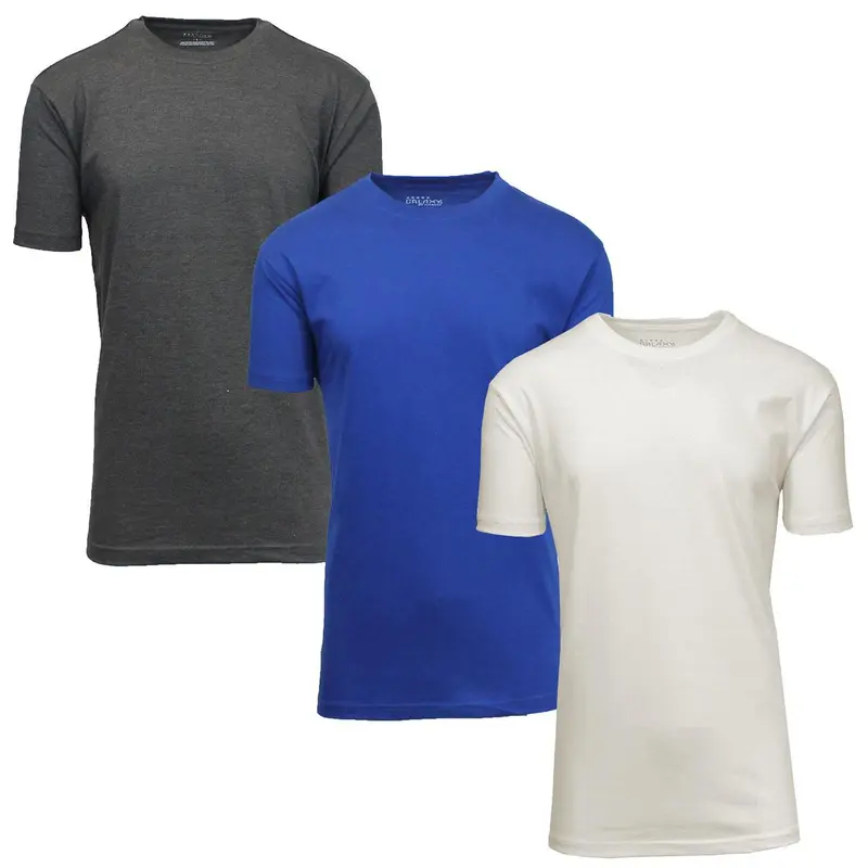 Men's 3-Pack Short Sleeve Crew and V-Neck Cotton Blend Classic Tee's