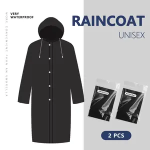 1/2pcs Black Adult Waterproof Long Rain Jacket with Hat: Suitable for Outdoor Activities, Hiking, Fishing, and Rock Climbing