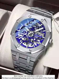 High appearance men's mechanical watch, cool and luxurious fully automatic mechanical watch hollow out watch for young men, students, fashionable and business high appearance light luxury best-selling men's watch, the preferred brand for giving gifts to b