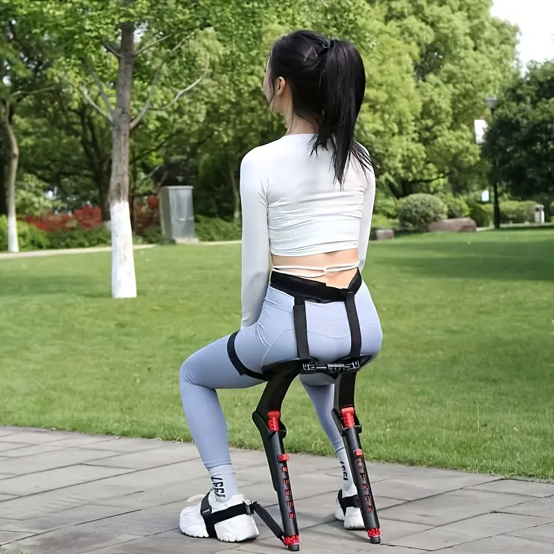 Adjustable Wearable Folding Stool - Portable Exoskeleton Chair with Lightweight ABS Frame, Ergonomic Design and Comfortable Cushion for Outdoors, Traveling, Fishing, Camping - Black, Foldable Chair Stool