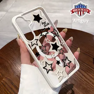 Magnetic Phone Case for Samsung Galaxy S24 Plus S25 Ultra S23 FE Ultra S22+ Cute Stars Pattern TPU Durable Shockproof Anti-Scratch Stylish Smartphone Cover