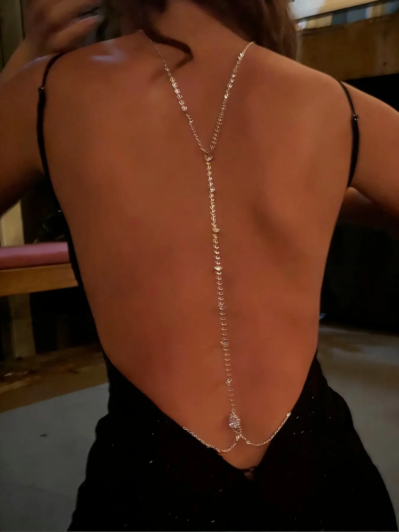 Elegant Teardrop Shape Back Chain Jewelry for Women, Vintage Body Jewelry, Bling Chain, Fashionable and Sexy Design, Suitable for Various Occasions, Never Waste Your Style, Body Chains, Jewellery
