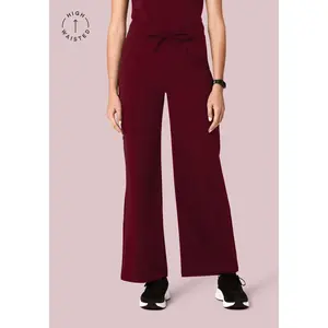 High Waisted Wide Leg Wine