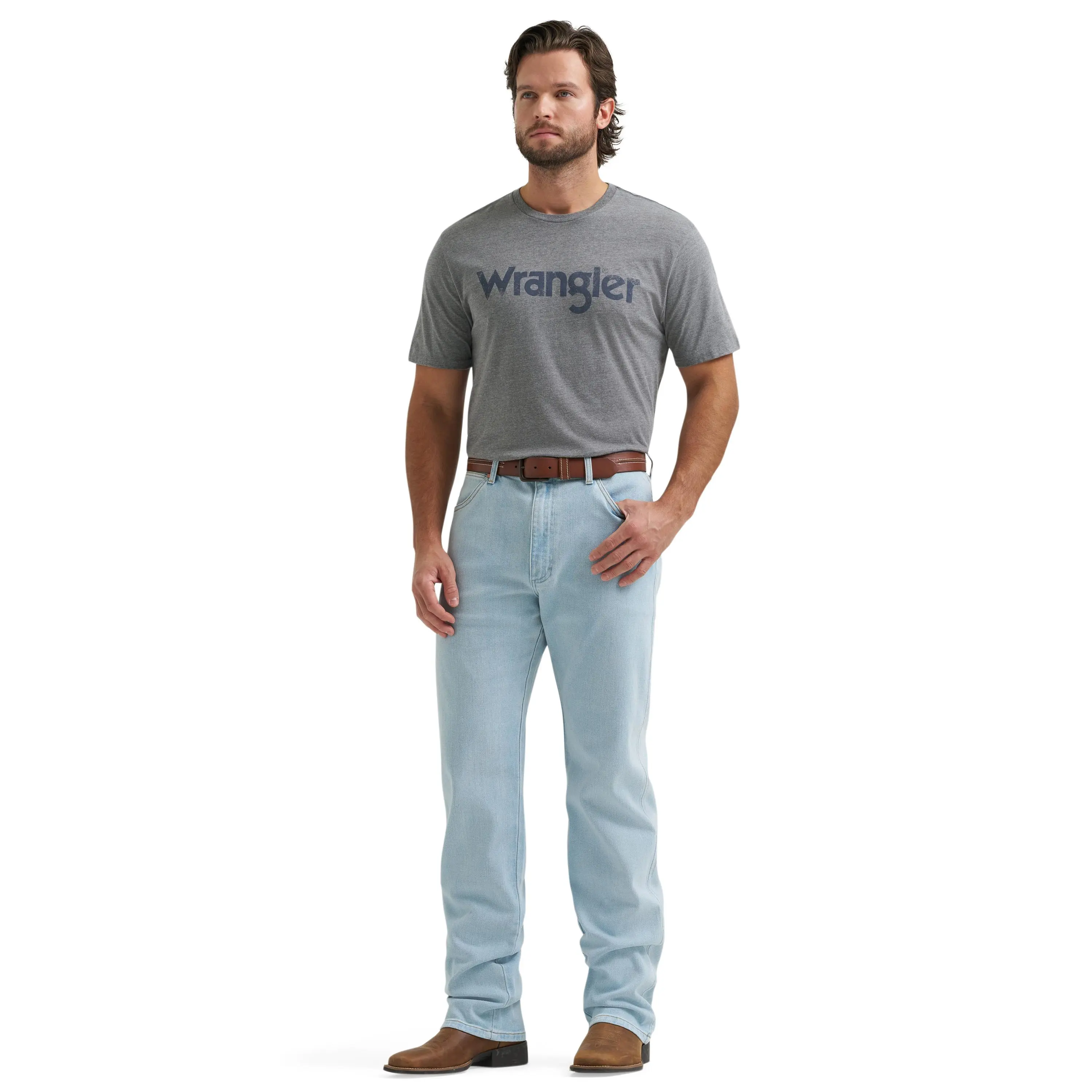 Wrangler Toughlite Cowboy Cut Original Fit Jean- Light Wash Classic Denim Menswear Long