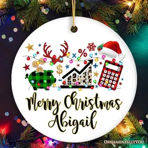Personalized Finance Professional Buffalo Plaid Christmas Ornament, Custom Accountant and Financial Advisor Gift