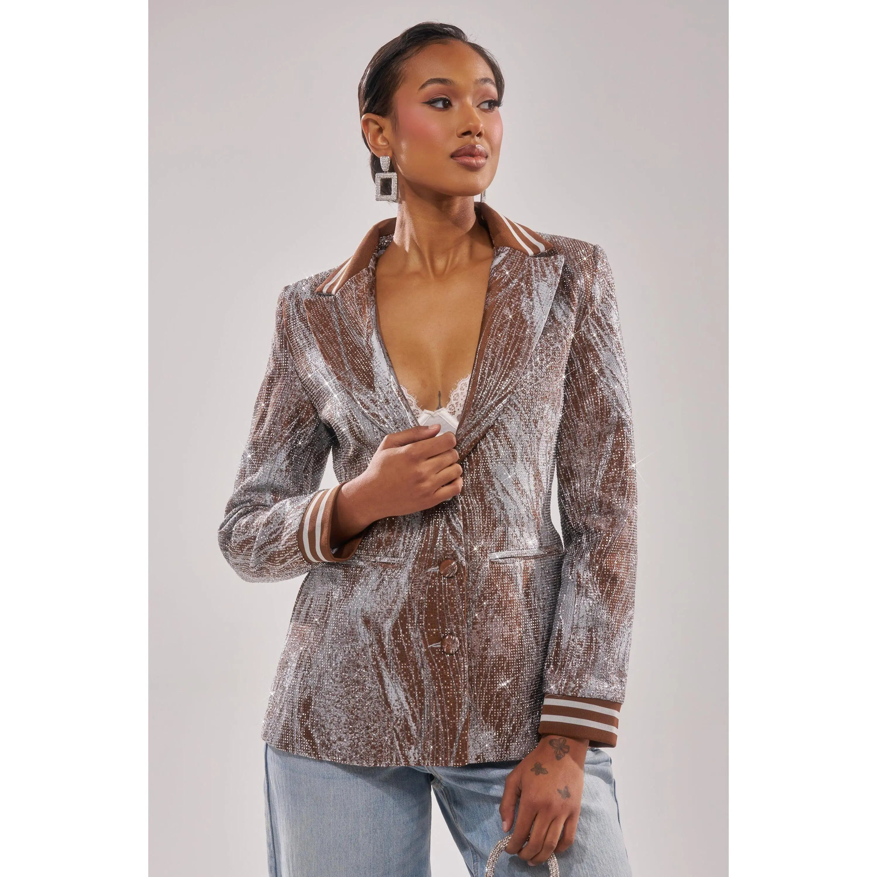 DASH EMBELLISHED BROCADE BLAZER
