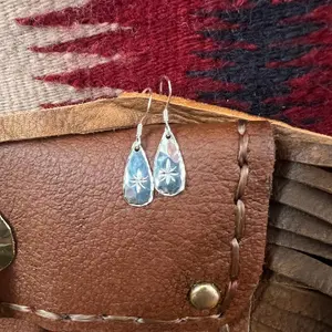Sterling Silver Native American Navajo Pearl Teardrop Earrings