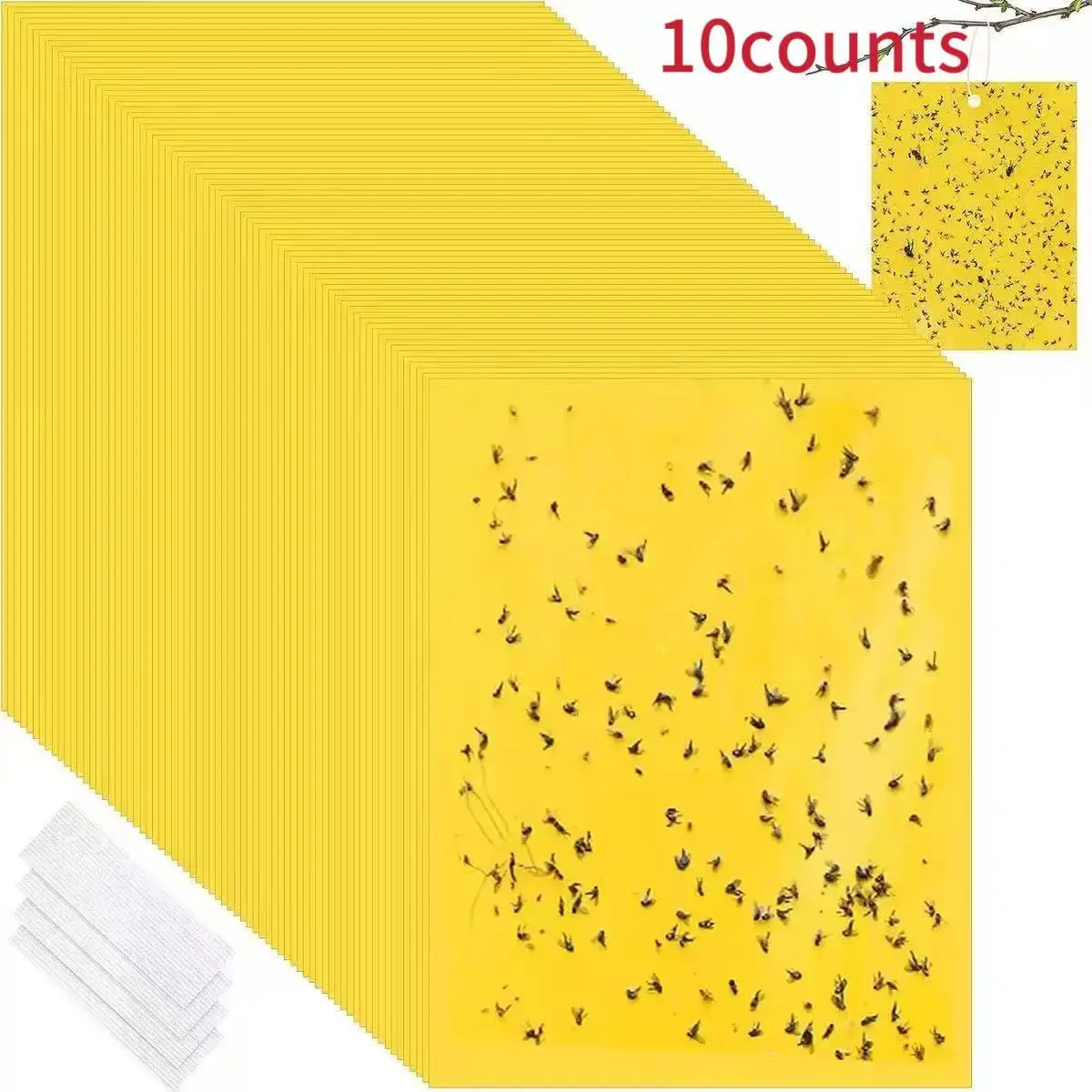 The 10-piece fruit fly, fly, mosquito and pest sticky board is suitable for orchards, vegetable gardens and outdoor living rooms Fruit Fly Traps Outdoor Pest Control Size:20cm*10cm