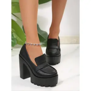 Elegant Women's Thick Sole High Heels, Closed Toe Ankle Strap Wedding Shoes, Comfortable Fashion Evening Gown Party FootwearRAIMENTRY