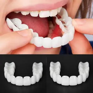 [3 Pairs] Cosmetic Dental Smile Covers - Temporary NaturalWhite Dentures 1 Minute Vision Enhancement - Non-MedicalSnap-On Veneers, Soft and Flexible to Fit Upper Teeth -Reusable Smile Covers