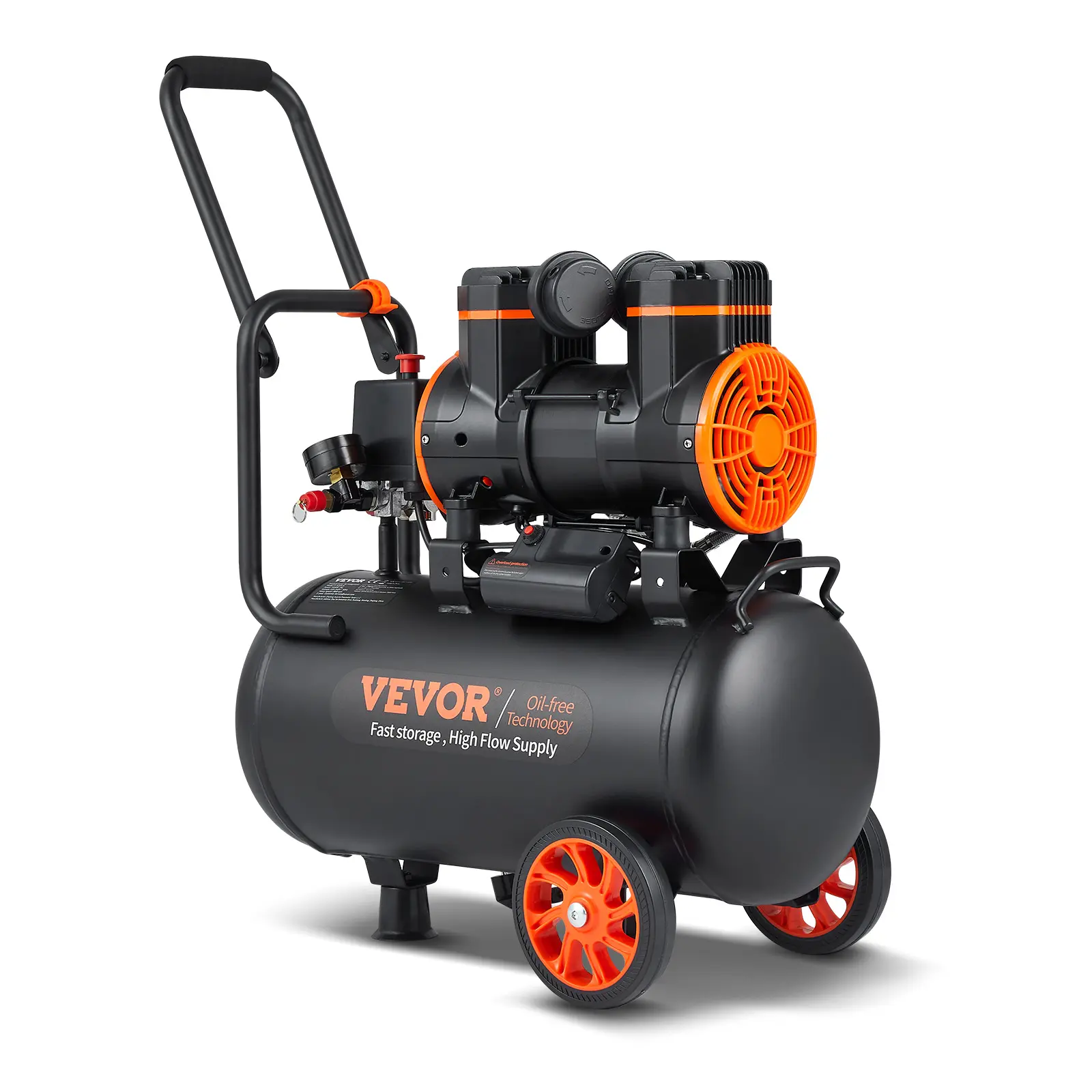 【summerfinds】VEVOR 6.3 Gallon Air Compressor, 2 HP 3.35 CFM@90PSI Oil Free Air Compressor Tank & Max. 116PSI Pressure, 70 dB Ultra Quiet Compressor for Auto Repair, Tire Inflation, Spray Painting, Woodwork Nailing