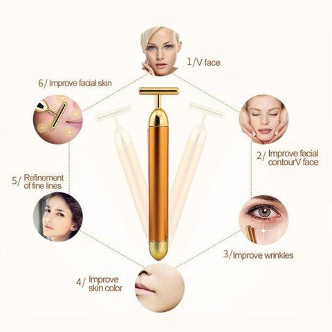 24k Gold Face Lift Bar Roller for Skincare and Facial Beauty Lightweight Luxury Comfort