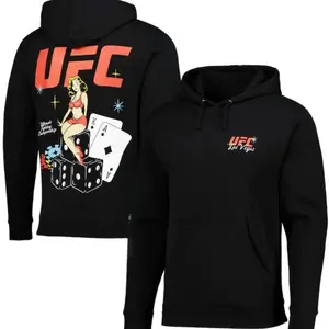Mens Black UFC Old Vegas Pullover Hoodie, Classic UFC Fight Night Hoodie, Vintage MMA Fan Apparel, Retro Ultimate Fighting Championship Streetwear KC1A9