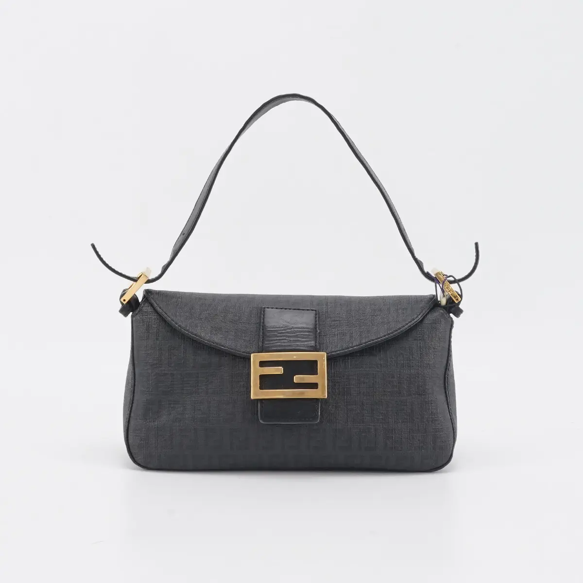 Pre-owned FENDI canvas Shoulder Bags Baguette cloth handbag in black BGP199044
