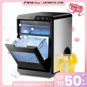 Antarctic Star Nugget Ice Maker 45Lbs/Day Quick 10-15min Self-Cleaning 24H Timer Clear Visual double door,for Home Office Bar Party   Icemakermachine  【TikTokShopBlackFriday】