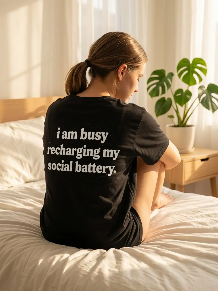 Women's I Am Busy Recharging My Social Battery Back Tee