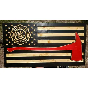 Firefighter Wooden Flag (customizable)