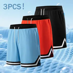 3-Pack Men’s Ice Silk Mesh Basketball Shorts – Summer Loose Fit, Breathable, Quick-Dry Sports Casual Knee-Length Shorts