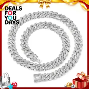 UCCIYO Iced Out Square Cut Zircon Cuban Link Chain | Bling Hip Hop Rap Necklace for Men | High Polish VVS Quality Crystal Pendant | Birthday Christmas Gift for Him | Gold Plated Waterproof Anti-Tarnish Streetwear Jewelry for Rap Fans