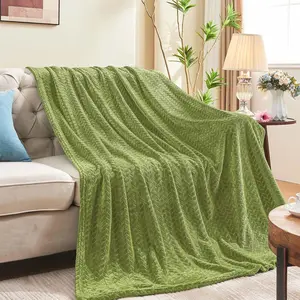 Sage Green Twin, Super Flannel Blankets for Adults, Lightweight Leaves Pattern Fuzzy for Couch Office, Warm Plush Blankets for, 60x90 Inches